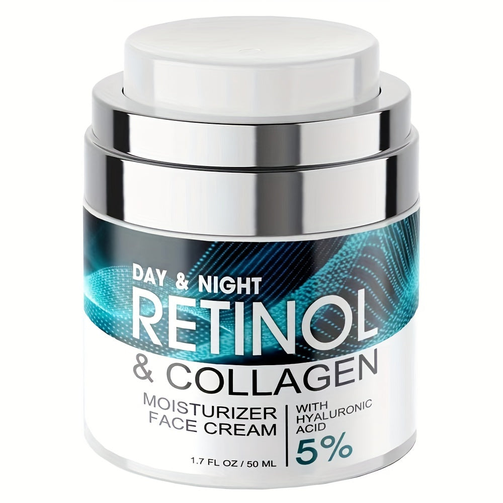 1pc 50ml Retinol Face Moisturizer, Moisturizing Cream With Collagen, Hyaluronic Acid, Vitamin C+E, Soothes Dry Skin, Improves Elasticity, Hydrating Lotion For Women And Men