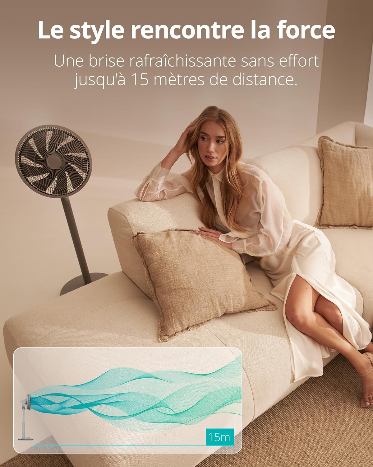 Duux Whisper 2 Gris - Ventilateur silencieux sur pied - Ventilateur sur pied avec télécommande, Minuterie et 26 vitesses - Hauteur réglable 73-95 cm - Oscillation automatique