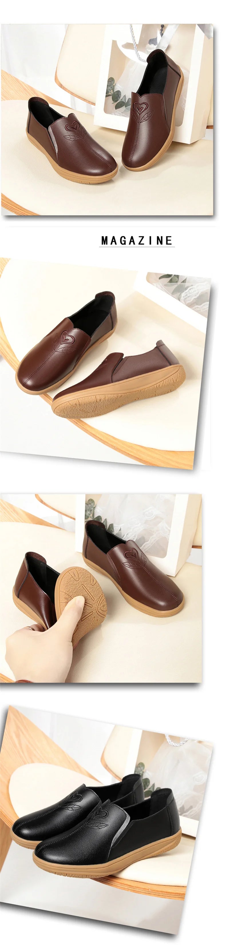 Nouvelles chaussures plates pour femmes , en cuir souple, antidérapantes,