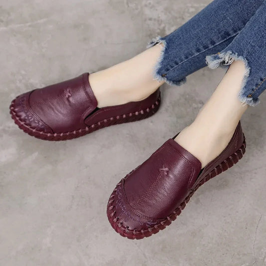 Mocassins en cuir de vache tendance pour femmes