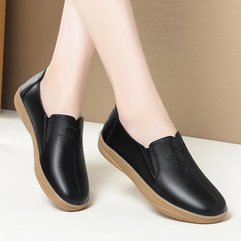 Nouvelles chaussures plates pour femmes , en cuir souple, antidérapantes,