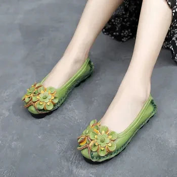 Mocassins vintage de luxe en cuir de vache faits à la main pour femmes