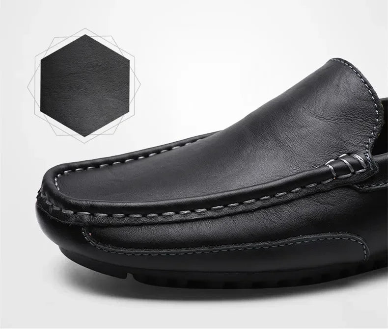 Mocassins en cuir véritable respirants et décontractés pour hommes