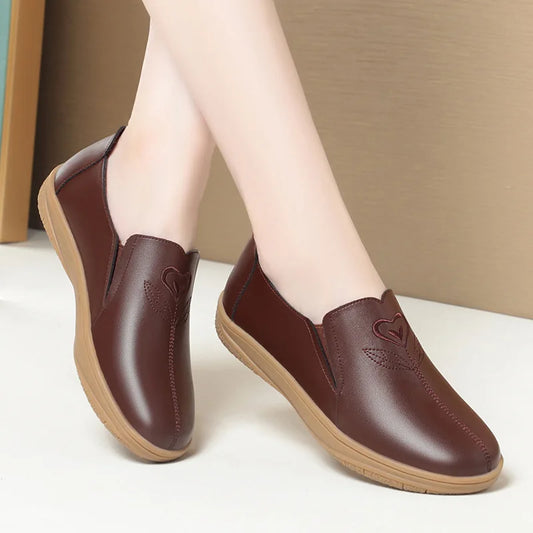 Nouvelles chaussures plates pour femmes , en cuir souple, antidérapantes,