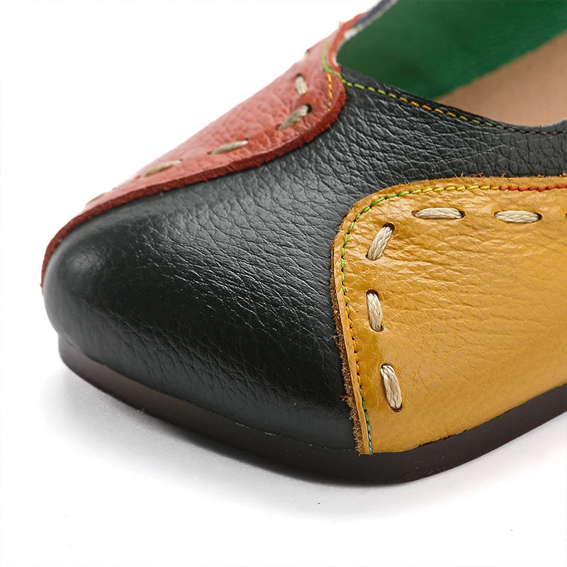 Mocassins vintage de luxe en cuir de vache faits à la main pour femmes