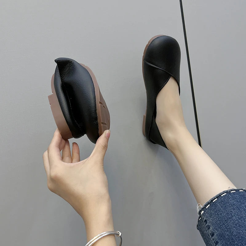 Mocassins en cuir véritable pour femme