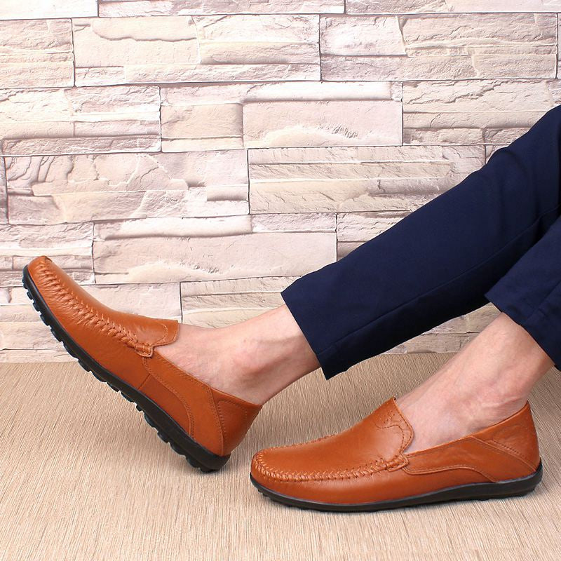 Chaussures en cuir véritable pour hommes, mocassins décontractés de luxe