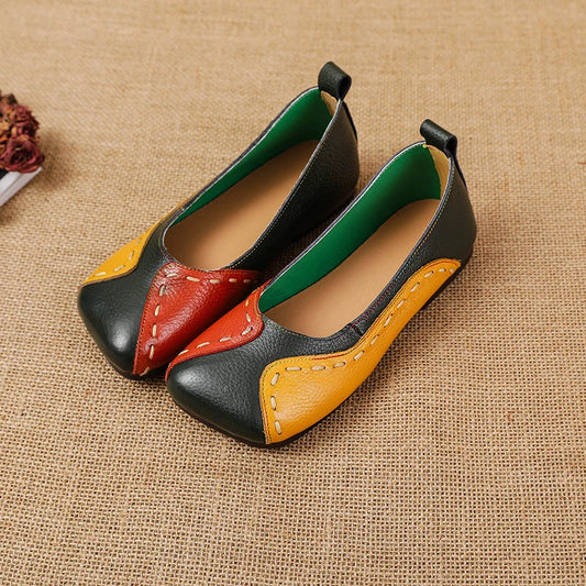 Mocassins vintage de luxe en cuir de vache faits à la main pour femmes
