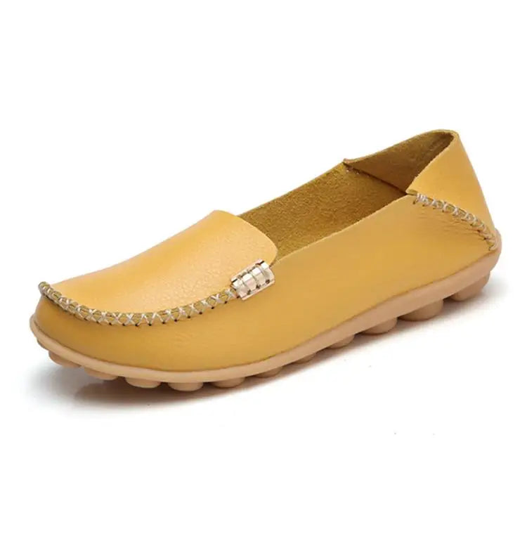 Mocassins plats en cuir véritable pour femmes