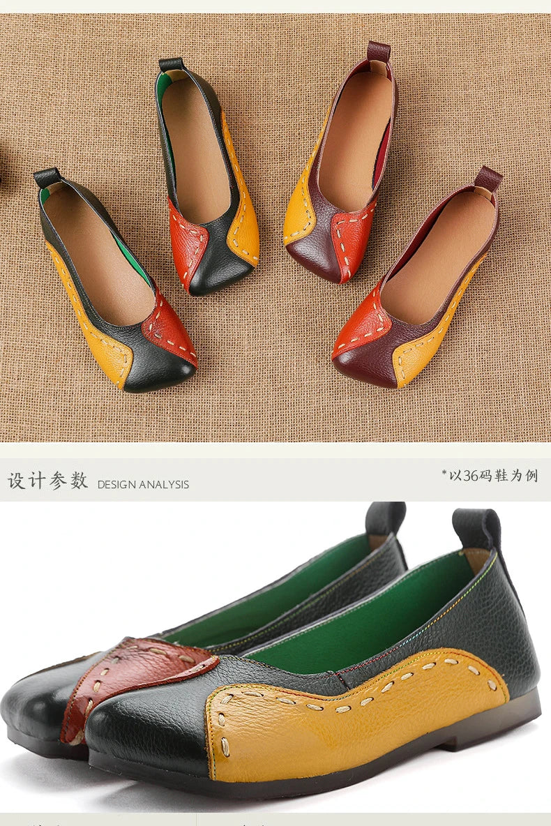 Mocassins vintage de luxe en cuir de vache faits à la main pour femmes