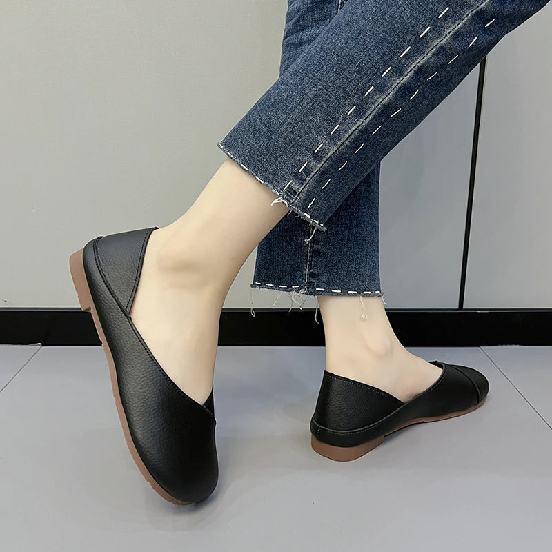 Mocassins en cuir véritable pour femme