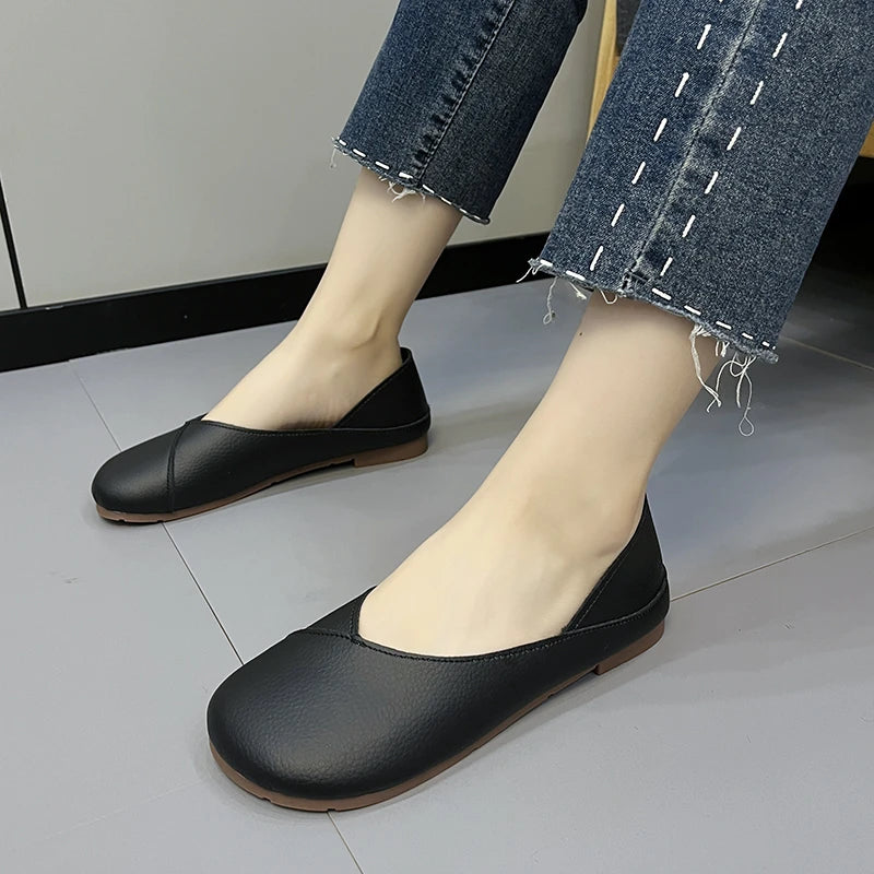 Mocassins en cuir véritable pour femme