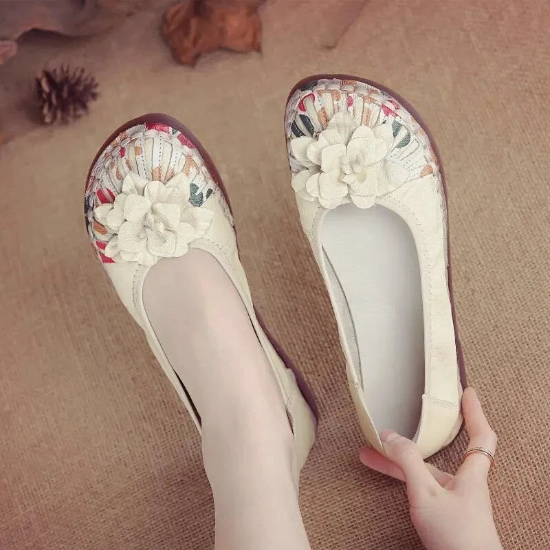 Mocassins vintage de luxe en cuir de vache faits à la main pour femmes