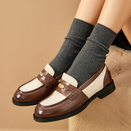 Mocassins en cuir véritable pour femme