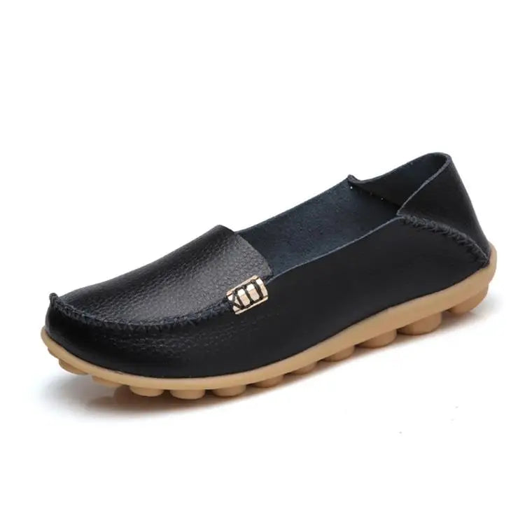 Mocassins plats en cuir véritable pour femmes