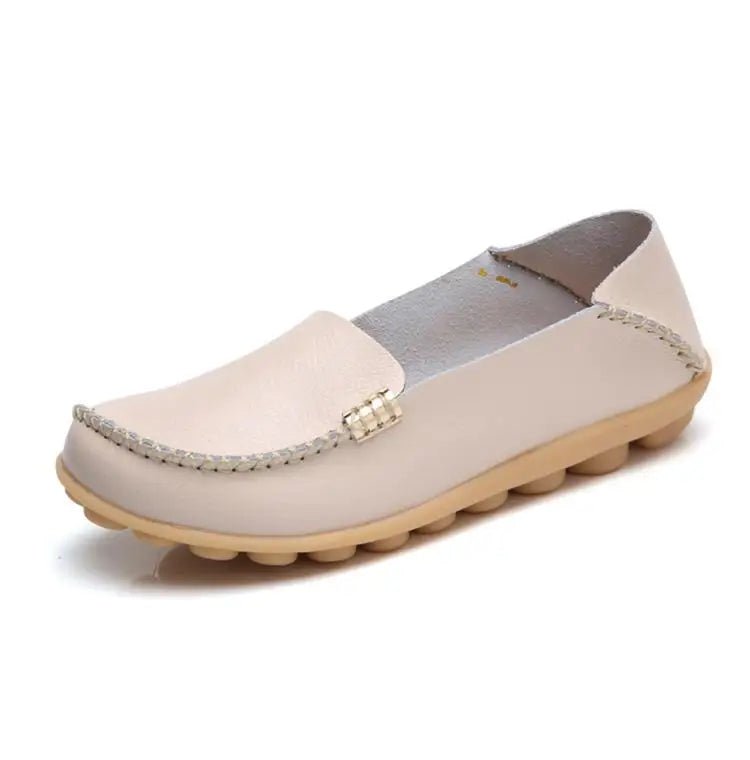 Mocassins plats en cuir véritable pour femmes
