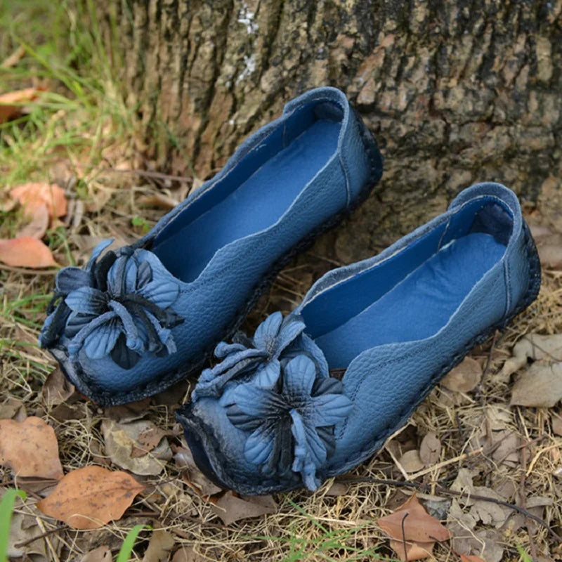 Mocassins vintage de luxe en cuir de vache faits à la main pour femmes