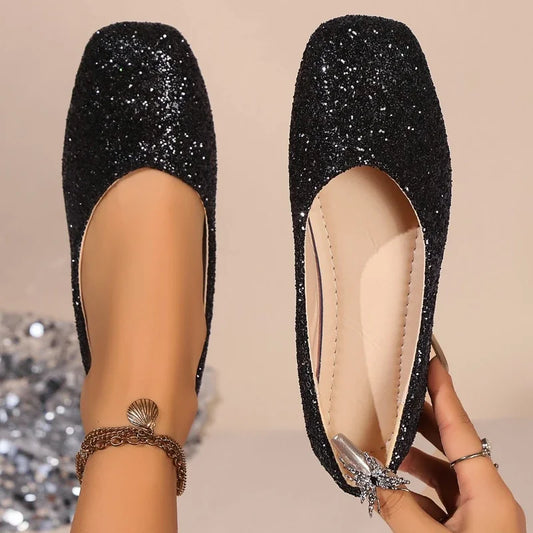 Mocassins pour femmes, chaussures de luxe à paillettes, style décontracté