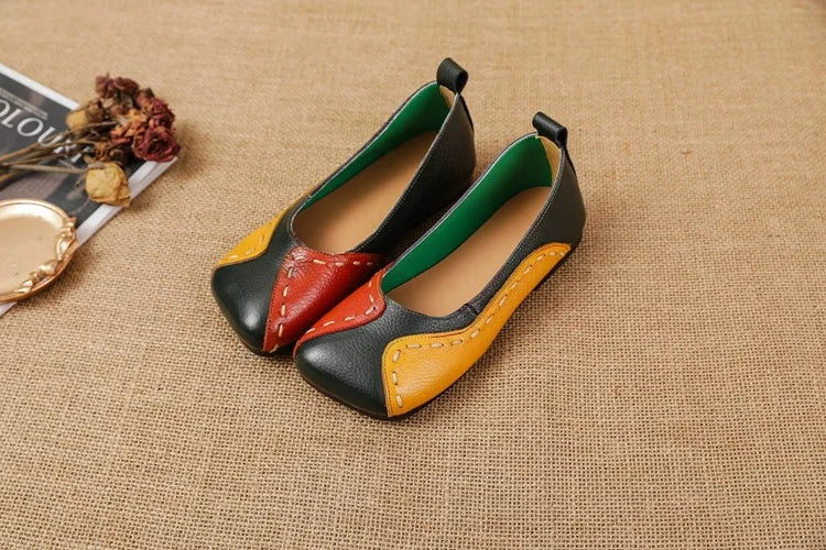 Mocassins vintage de luxe en cuir de vache faits à la main pour femmes