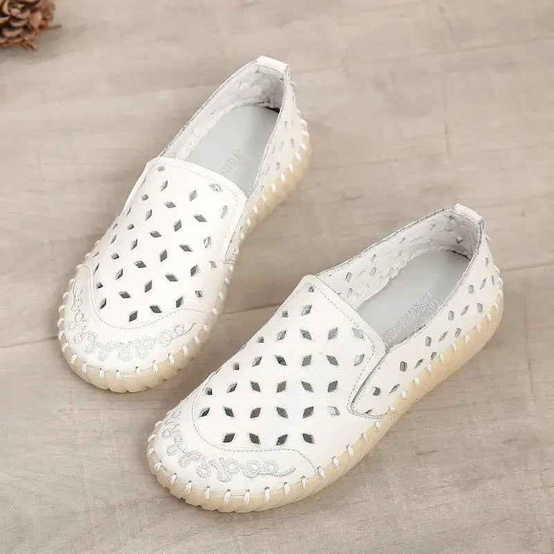 Mocassins en cuir de vache tendance pour femmes