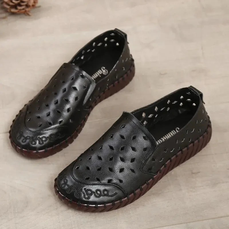 Mocassins en cuir de vache tendance pour femmes