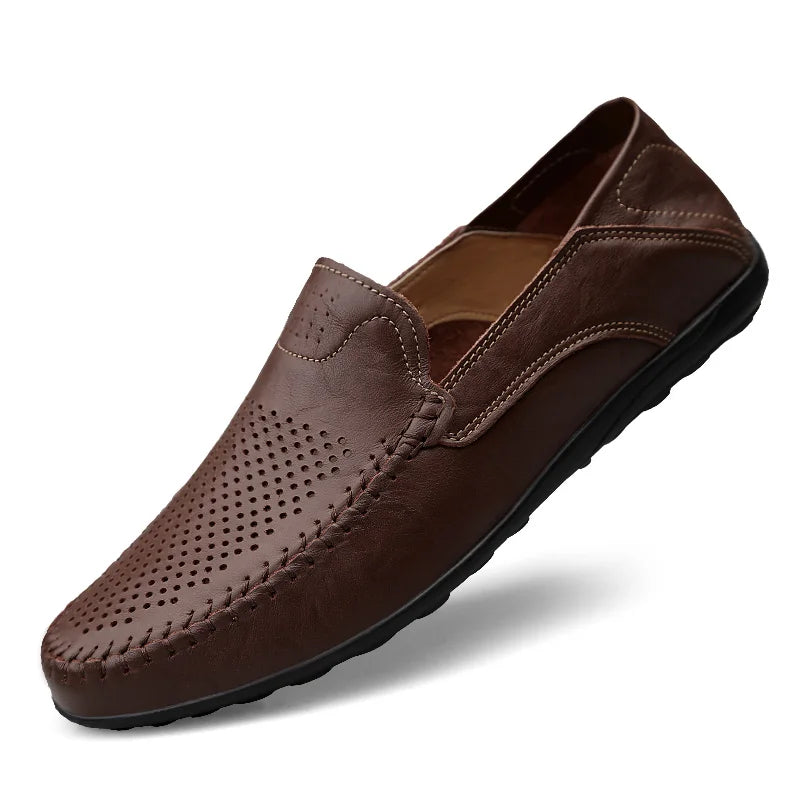 Chaussures en cuir véritable pour hommes, mocassins décontractés de luxe