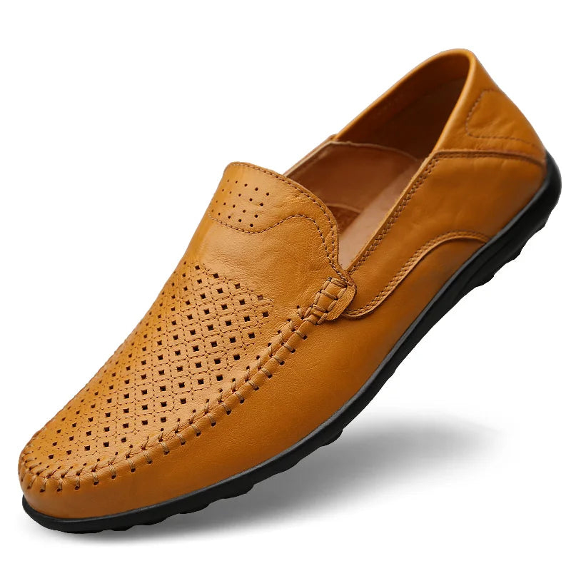 Chaussures en cuir véritable pour hommes, mocassins décontractés de luxe