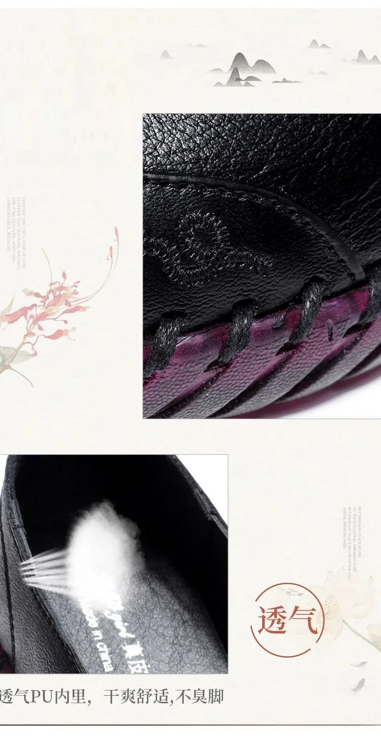 Mocassins en cuir de vache tendance pour femmes