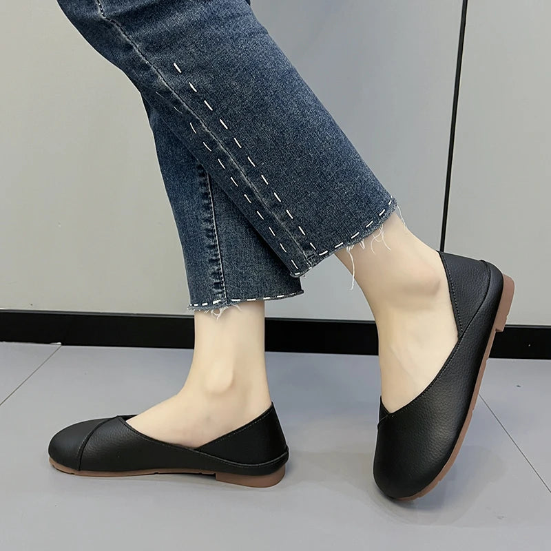 Mocassins en cuir véritable pour femme