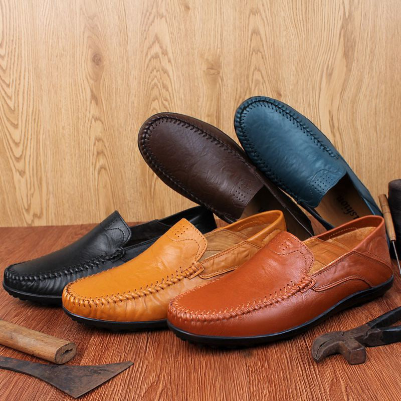 Chaussures en cuir véritable pour hommes, mocassins décontractés de luxe