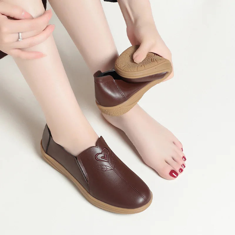 Nouvelles chaussures plates pour femmes , en cuir souple, antidérapantes,