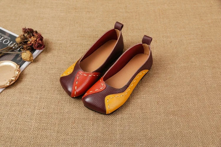 Mocassins vintage de luxe en cuir de vache faits à la main pour femmes