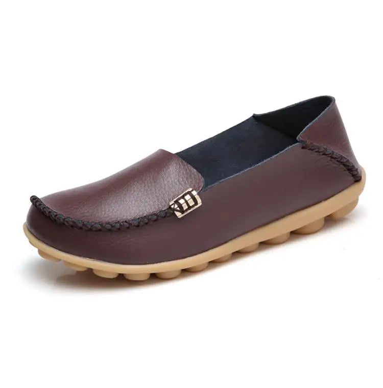 Mocassins plats en cuir véritable pour femmes