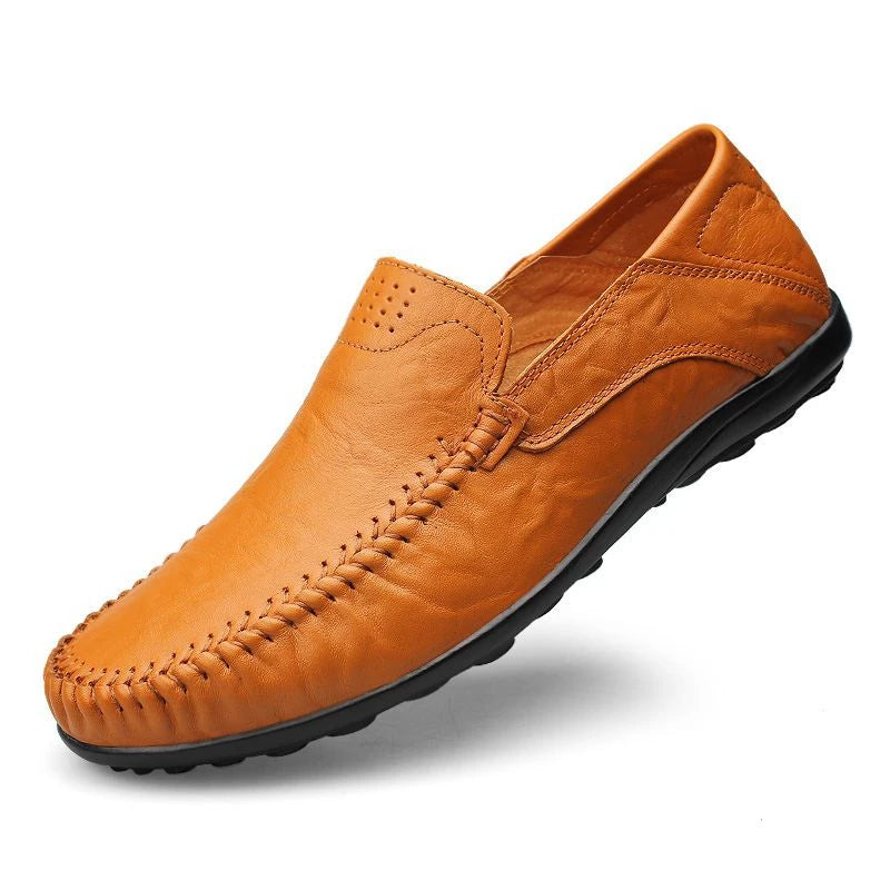 Chaussures en cuir véritable pour hommes, mocassins décontractés de luxe
