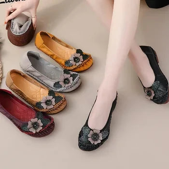Mocassins vintage de luxe en cuir de vache faits à la main pour femmes