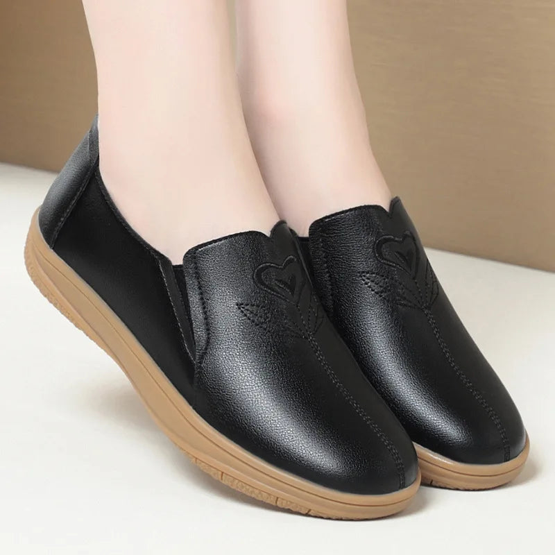 Nouvelles chaussures plates pour femmes , en cuir souple, antidérapantes,