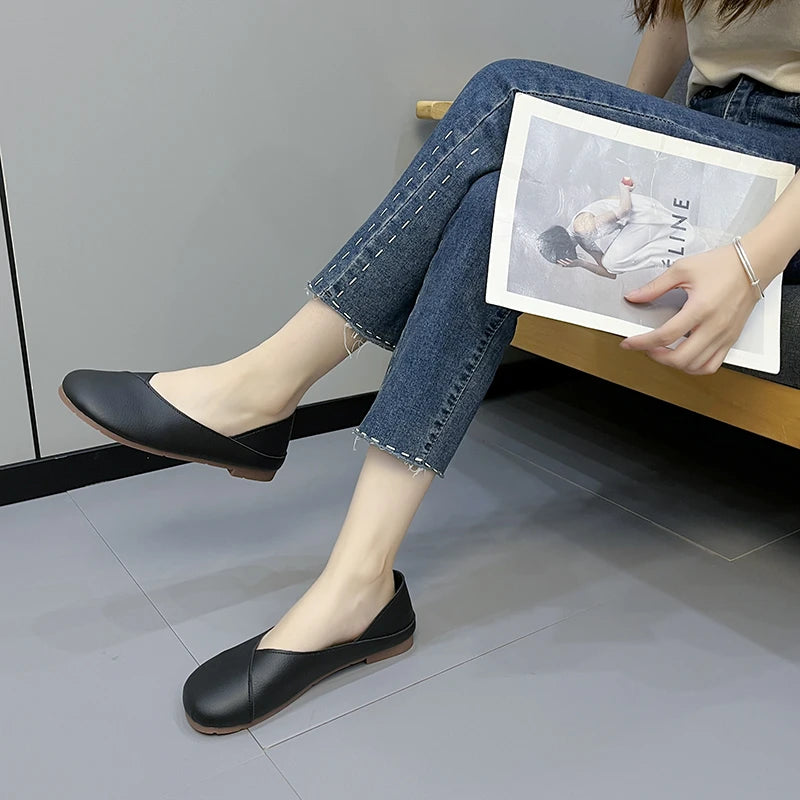 Mocassins en cuir véritable pour femme