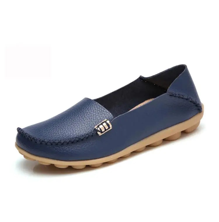 Mocassins plats en cuir véritable pour femmes