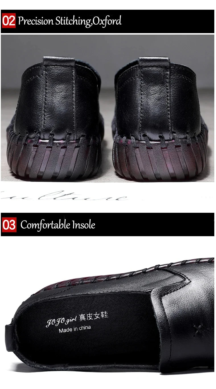 Mocassins en cuir de vache tendance pour femmes