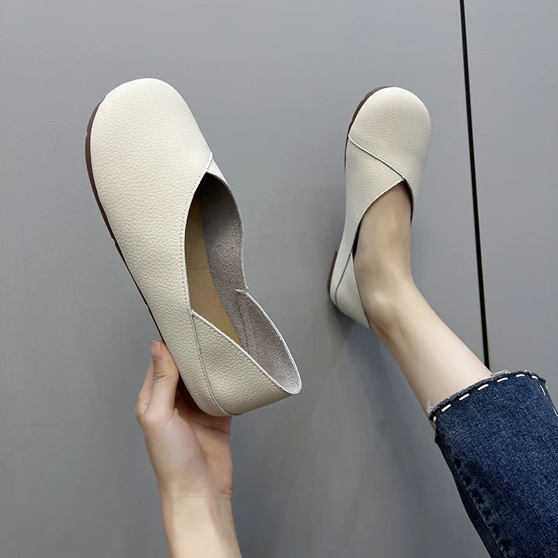 Mocassins en cuir véritable pour femme