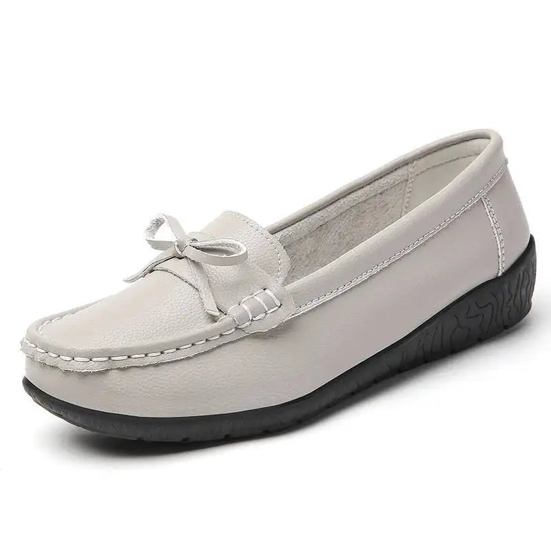 Mocassins compensés en cuir véritable pour femmes