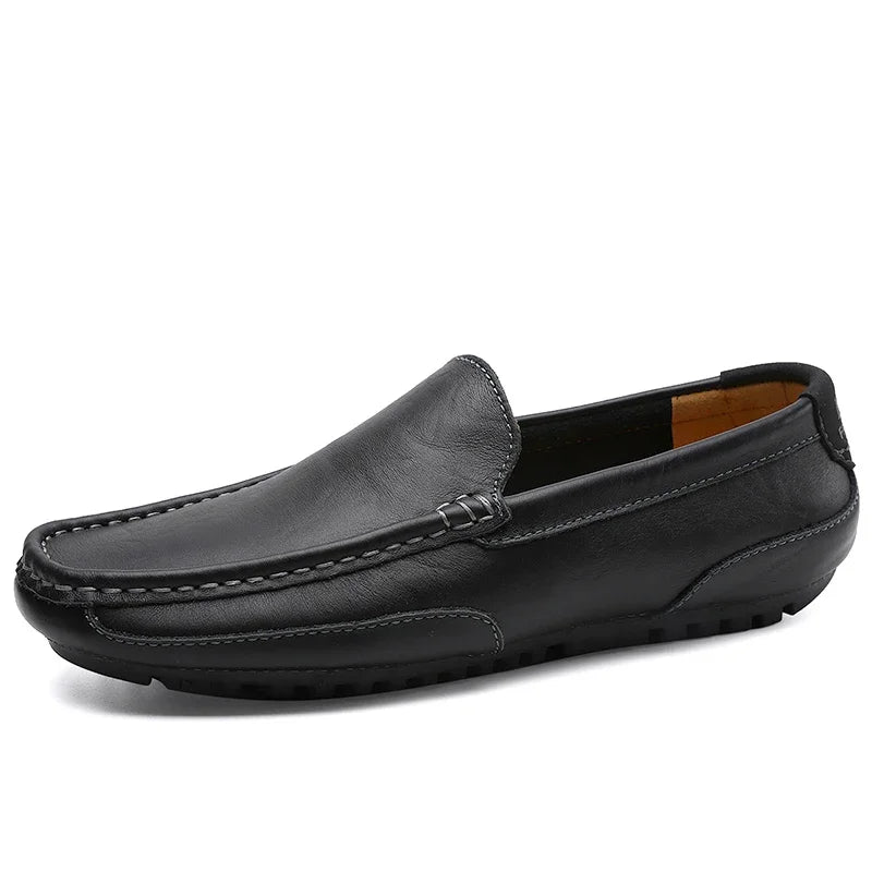 Mocassins en cuir véritable respirants et décontractés pour hommes