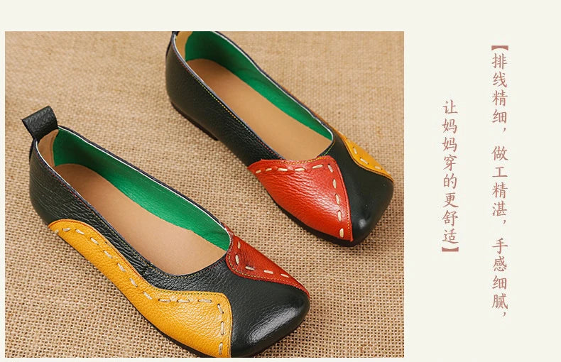 Mocassins vintage de luxe en cuir de vache faits à la main pour femmes