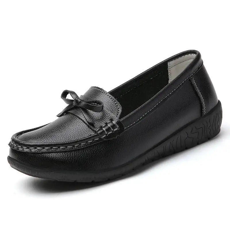 Mocassins compensés en cuir véritable pour femmes