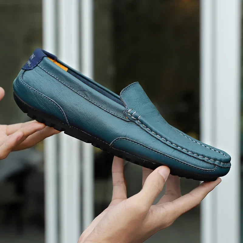 Mocassins en cuir véritable respirants et décontractés pour hommes