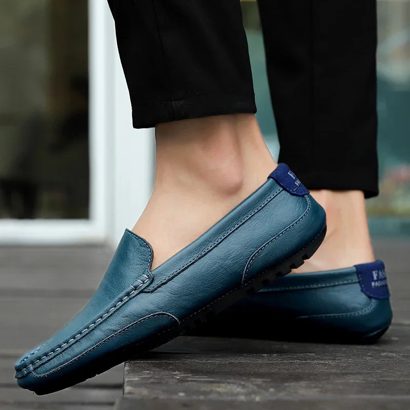 Mocassins en cuir véritable respirants et décontractés pour hommes