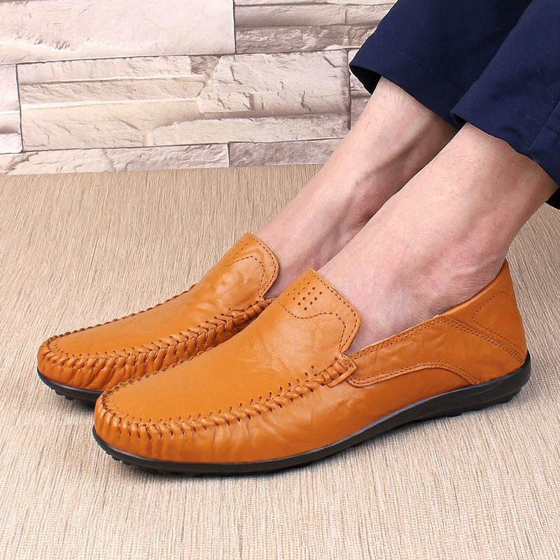 Chaussures en cuir véritable pour hommes, mocassins décontractés de luxe