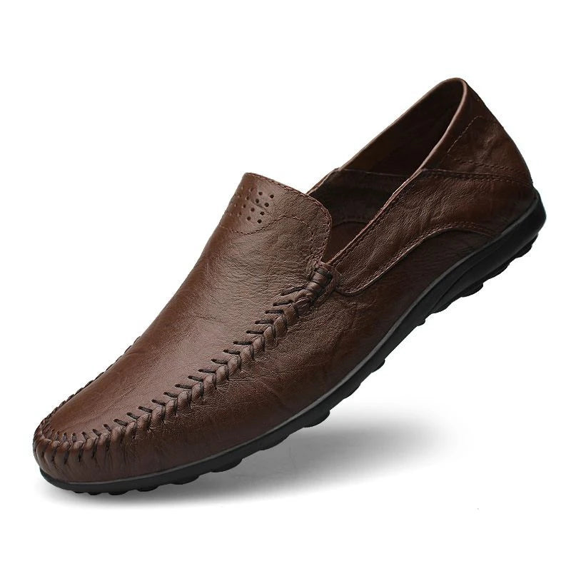Chaussures en cuir véritable pour hommes, mocassins décontractés de luxe