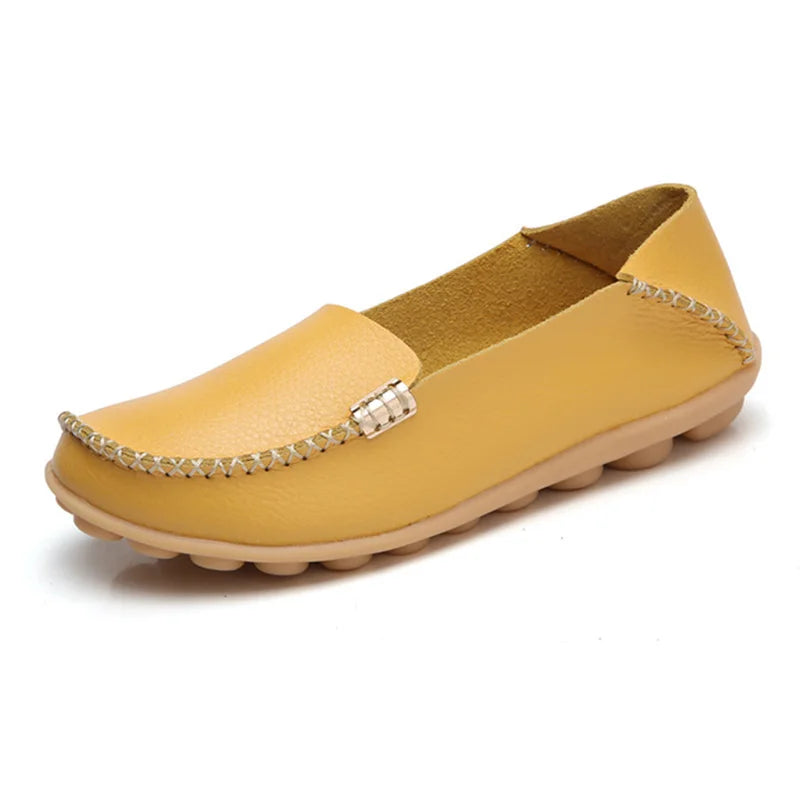 Mocassins plats en cuir véritable pour femmes
