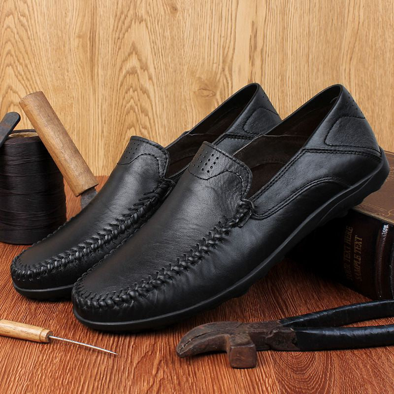 Chaussures en cuir véritable pour hommes, mocassins décontractés de luxe